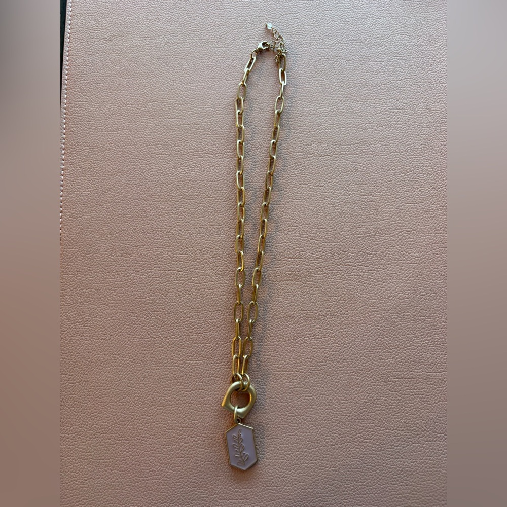 Link Chain Necklace with Purple Pendant
